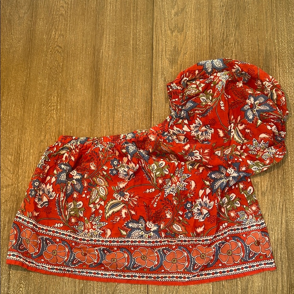 Velvet Floral Red Off-Shoulder Top
